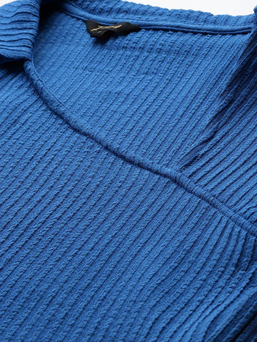 Freehand by The Indian Garage Co Women Fitted Textured Asymmetric Top