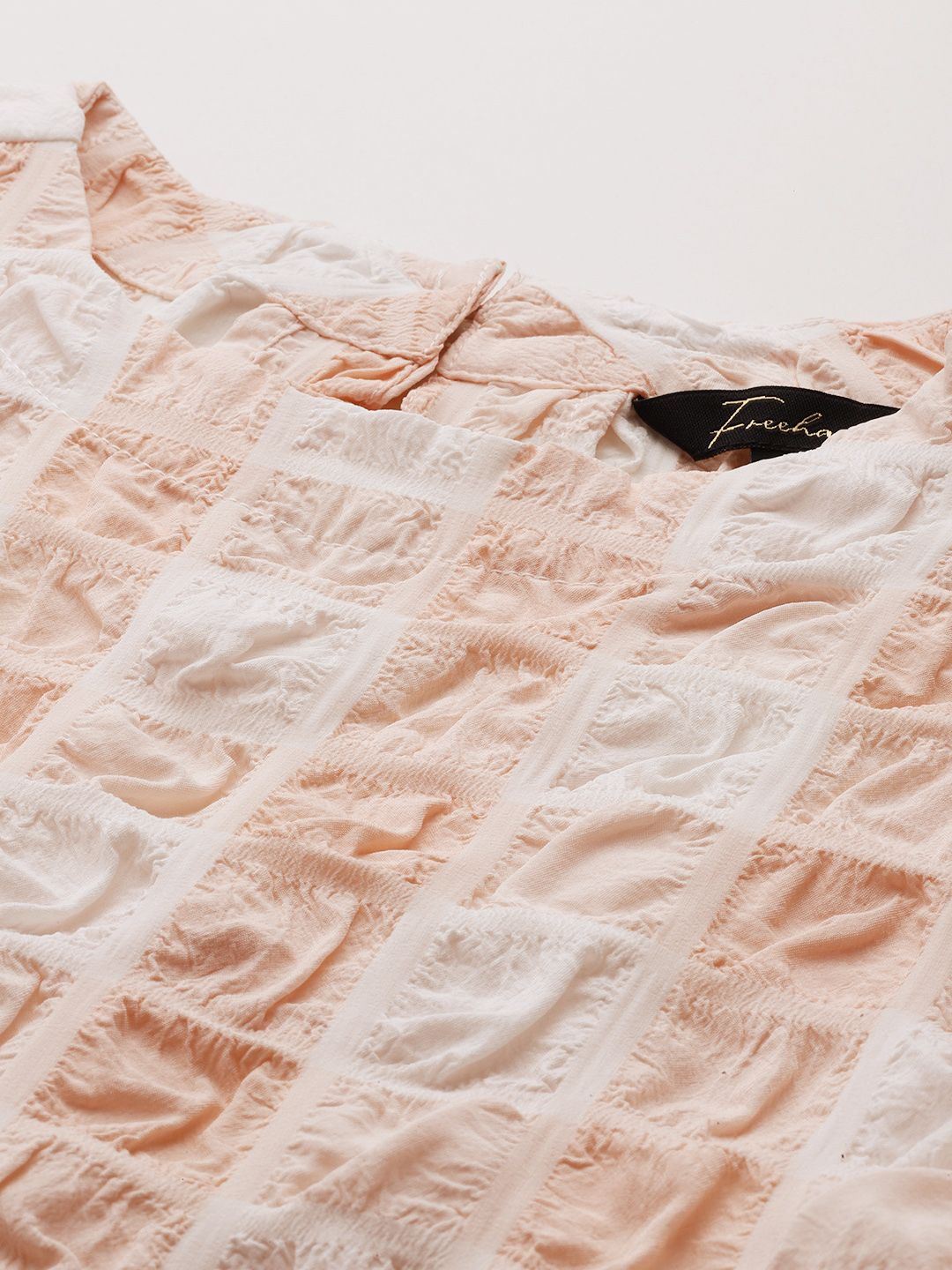 Freehand Peach The Indian Garage Co Women Fitted Textured Asymmetric Top