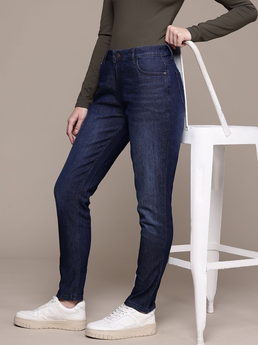 Women's Blue Slim Fit Casual Jeans