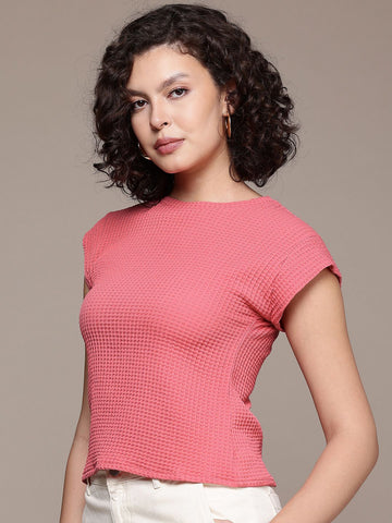 Freehand by The Indian Garage Co Women Boxy Textured Regular Top
