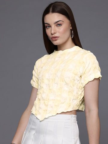 Freehand by The Indian Garage Co Women Fitted Textured Asymmetric Top