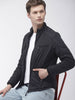 Men's Black Slim Fit Solid Casual Jacket