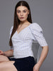 Freehand Blue The Indian Garage Co Women Fitted Textured Tie Up Wrap Top