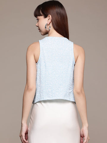 Freehand by The Indian Garage Co Women Fitted Textured Cinched Waist Top