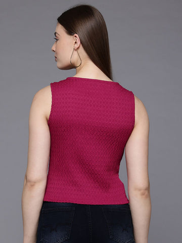 Freehand by The Indian Garage Co Women Fitted Textured Tank Top