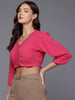 Freehand by The Indian Garage Co Women Regular Fit Textured Gathered Waist Top