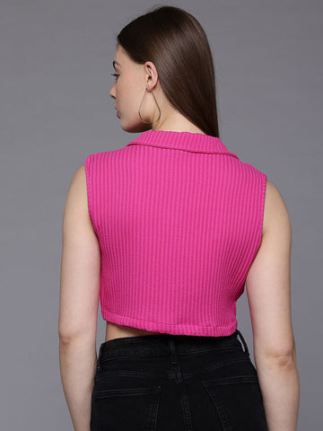 Freehand by The Indian Garage Co Women Fitted Textured Crop Top