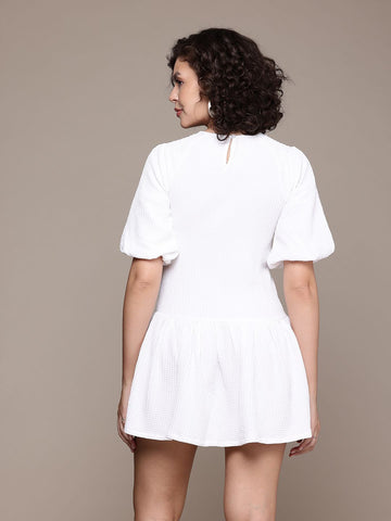 Freehand Women Relaxed Fit Textured Tiered Dress