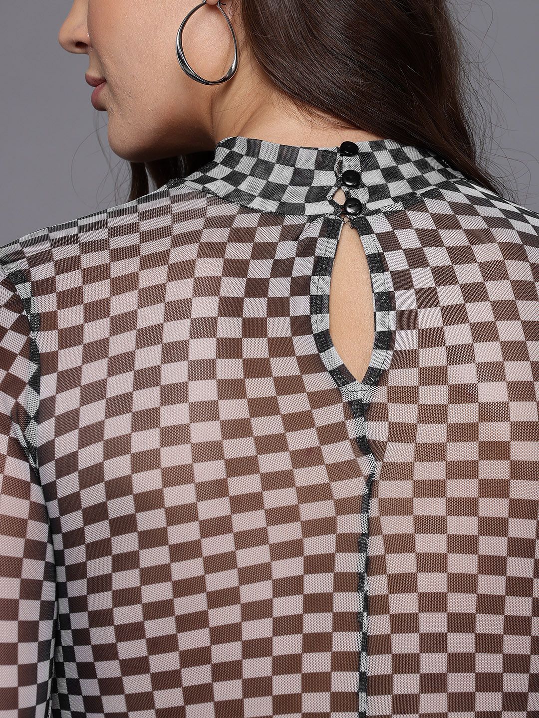 Freehand by The Indian Garage Co Women Fitted Checked Party Regular Top