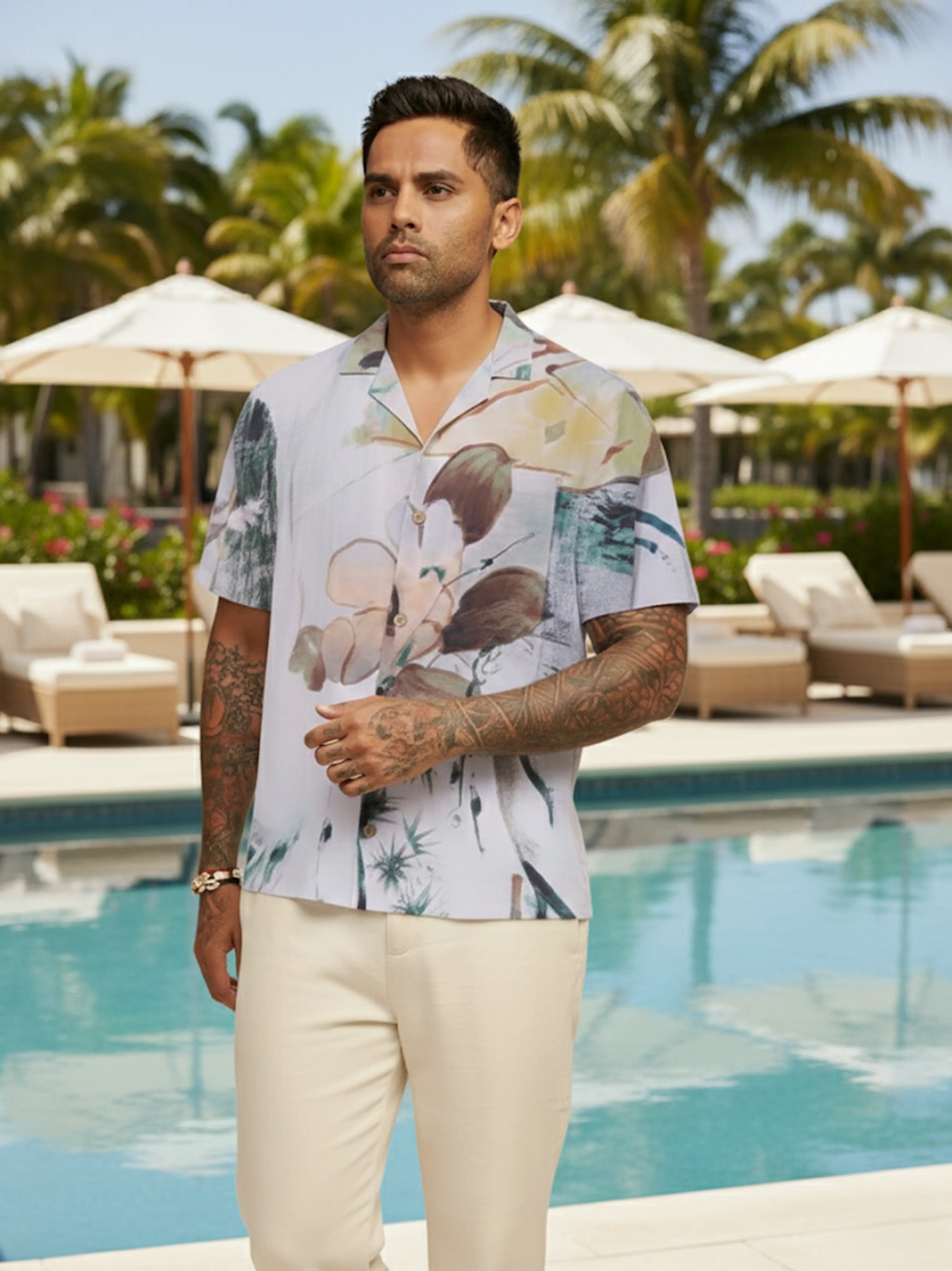 Men's Multicolor Relaxed Fit Printed Resort Wear Shirt