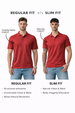 Men's Rust Slim Fit Textured Flat Knit Polo Collar T-Shirt
