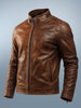 Men's Brown Slim Fit Solid Casual Jacket