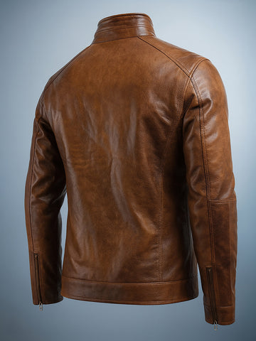 Men's Brown Slim Fit Solid Casual Jacket