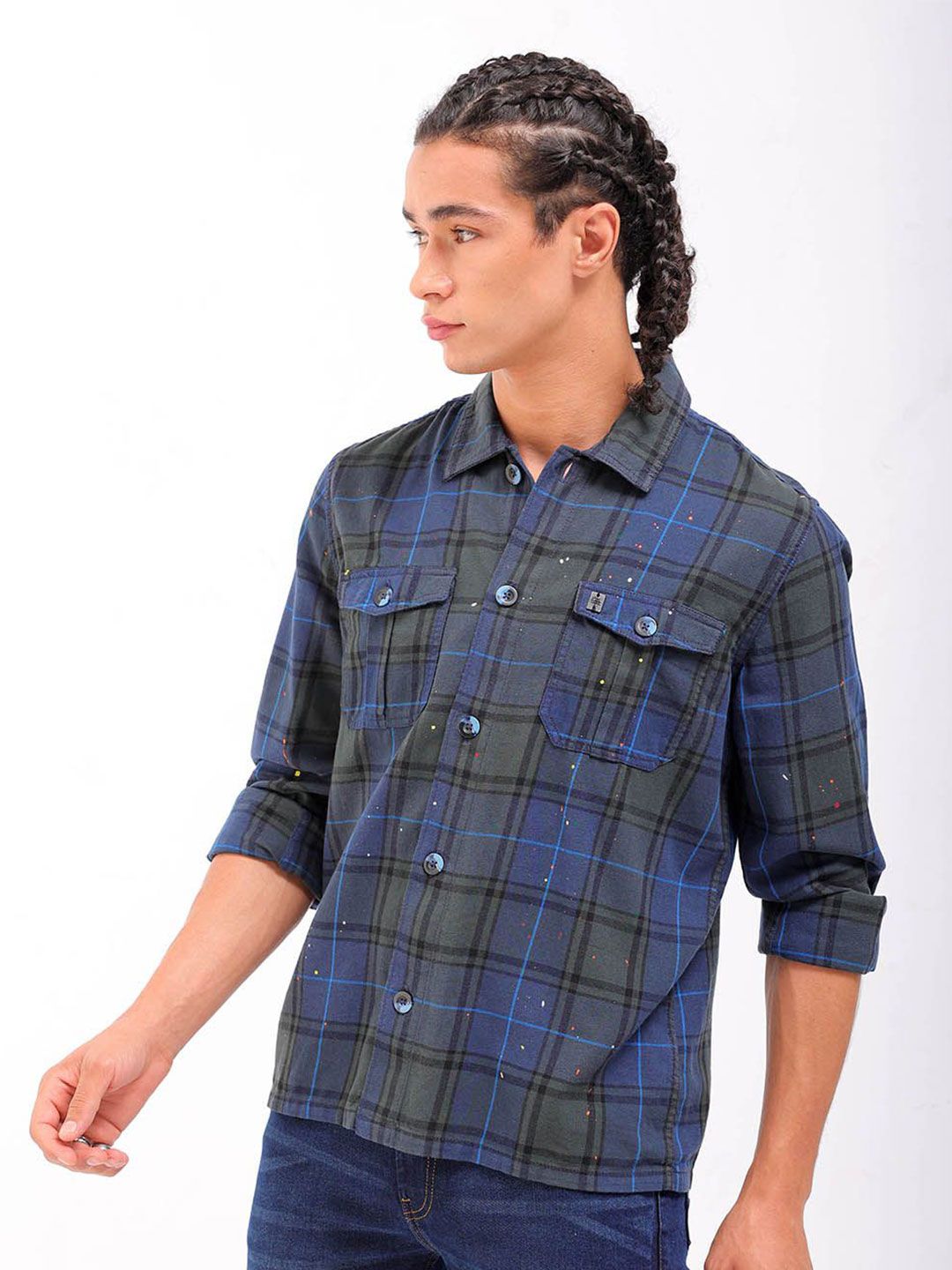 Men's Paint Splash Checks Shirt