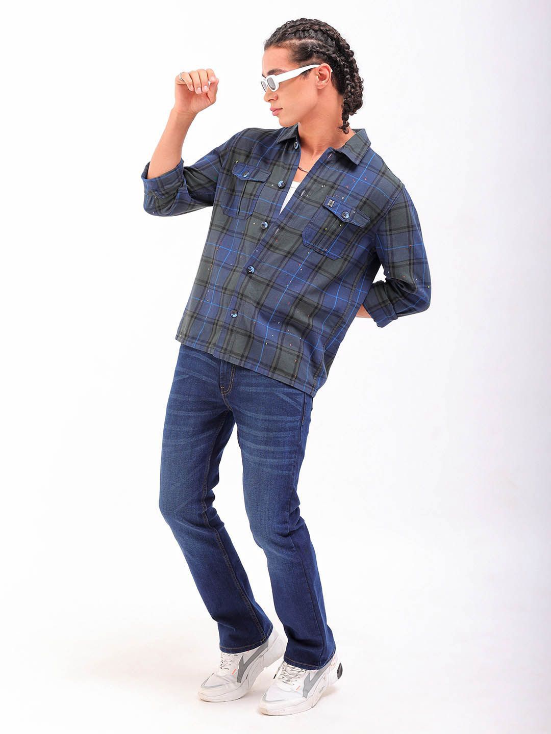Men's Paint Splash Checks Shirt