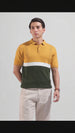 Men's Yellow Slim Fit Textured Flat Knit Polo Collar T-Shirt