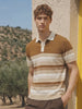 Men's Brown Slim Fit Striped Flat Knit T-Shirt