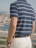 Men's Blue Slim Fit Striped Flat Knit T-Shirt