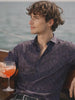 Men's Brown Slim Fit Printed Party Wear Shirt
