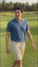 Men's Blue Slim Fit Solid Flat Knit Polo T-Shirt