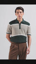 Men's Green Slim Fit Textured Flat Knit Polo Collar T-Shirt
