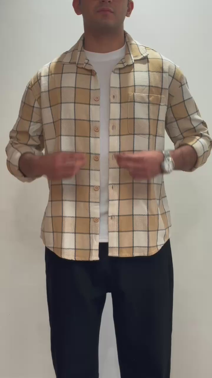 Men's Beige Oversized Fit Casual Shirt