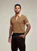 Men's Brown Slim Fit Textured Flat Knit T-Shirt