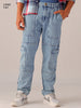Men's Light Blue Dad Fit Solid Utility Jeans