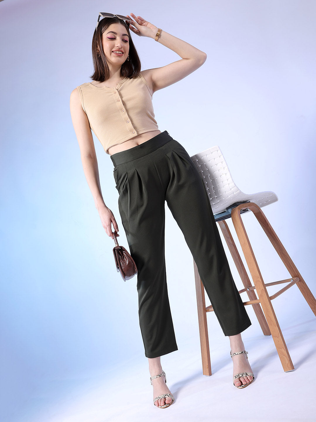 Shop Women Solid Trousers Online.