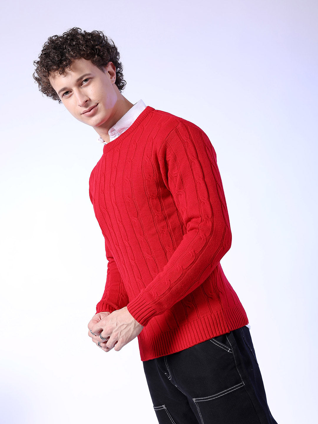 Shop Men Self Design Sweaters Online.
