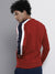 Men's Polyester Red Colourblocked Slim Fit Long Sleeves SweatShirt
