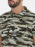 Men's Slim Fit Olive Cotton Camouflage Short Sleeves T-Shirt