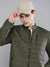 Men's Polyester Olive Solid Slim Fit Long Sleeves Jackets