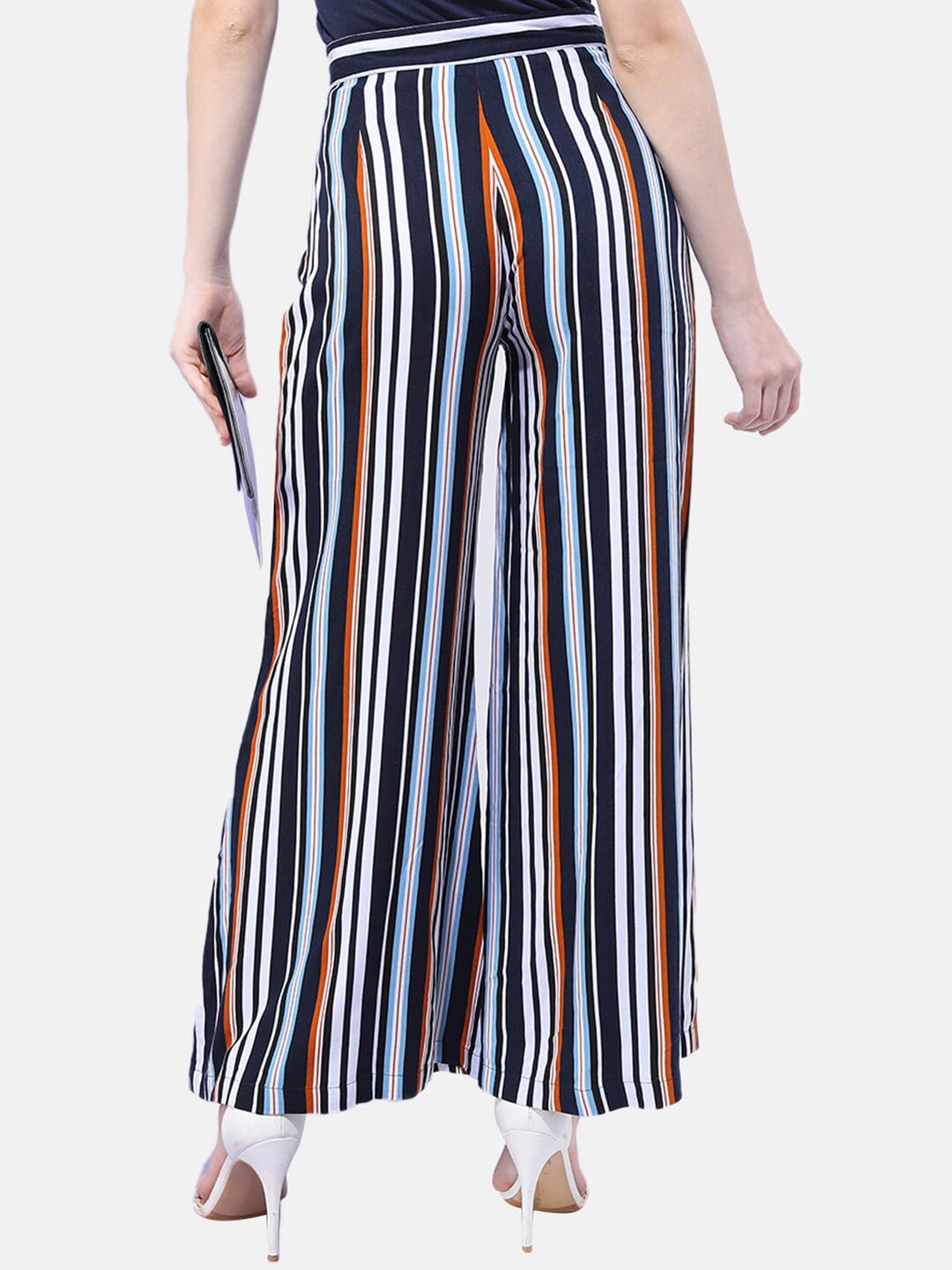 Shop Women Striped Wide Leg Pants Online.