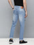 Men's Cotton Poly Lycra Blue Solid Slim Fit Jeans