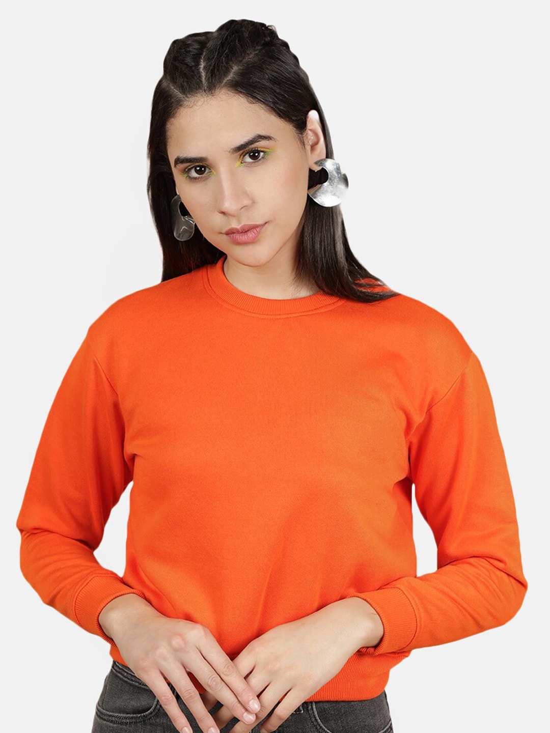 Shop Women Round Neck Crop Sweatshirt Online.