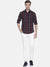 Men's Slim Fit Maroon Cotton Checkered Long Sleeves Shirt