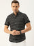 Men's Cotton Black Striped Slim Fit Short Sleeves Shirt
