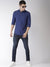 Men's Slim Fit Blue Cotton Checkered Long Sleeves Shirt