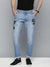 Men's Cotton Poly Lycra Blue Solid Slim Fit Jeans