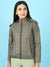 Women Quilted Hooded Jacket With Faux Fur
