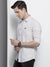 Men's Cotton White Checkered Slim Fit Long Sleeves Shirt