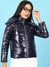 Women Metallic Jacket With Detachable Hood
