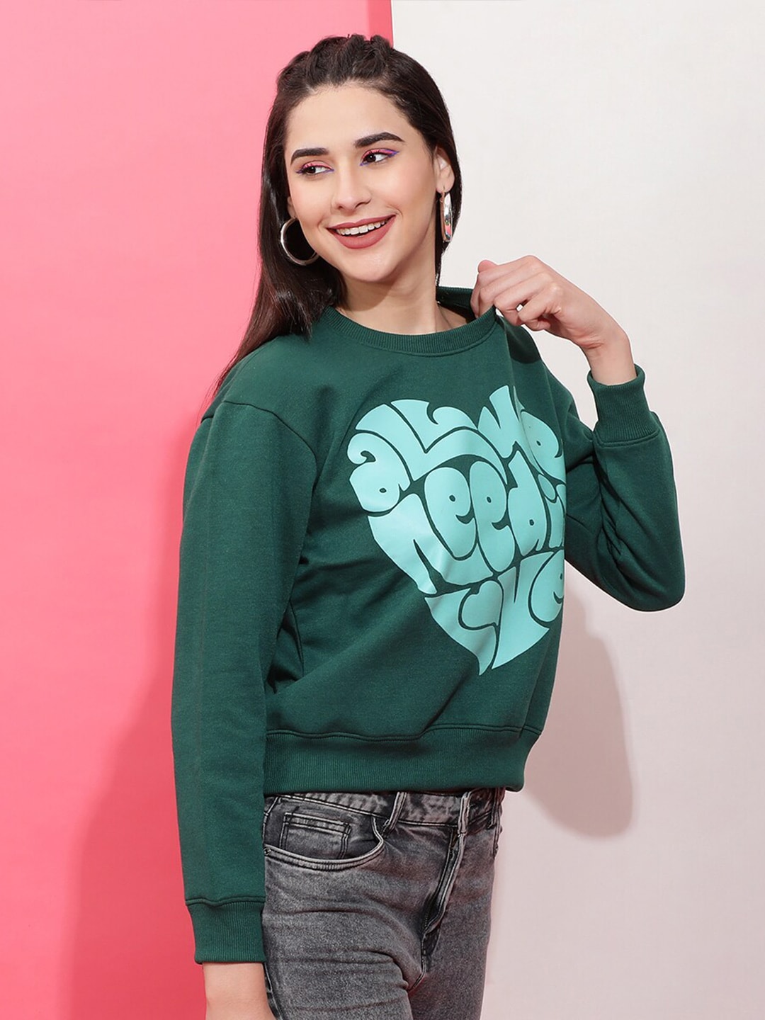 Shop Women Round Neck Printed Sweatshirt Online.