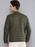 Men's Polyester Olive Solid Slim Fit Long Sleeves Jackets