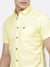 Men's Cotton Yellow Solid Slim Fit Short Sleeves Shirt