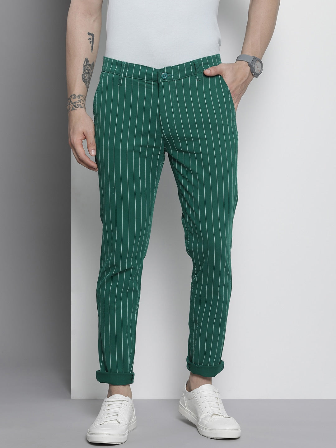 Shop Men Striped Chinos Pants Online.