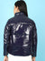 Women Metallic Jacket With Detachable Hood
