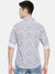 Men's Slim Fit White Cotton Abstract Long Sleeves Shirt