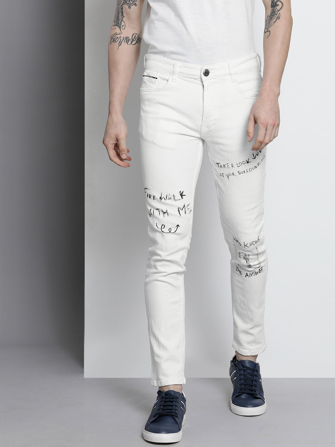 Shop Men Placement Print Jeans Online.